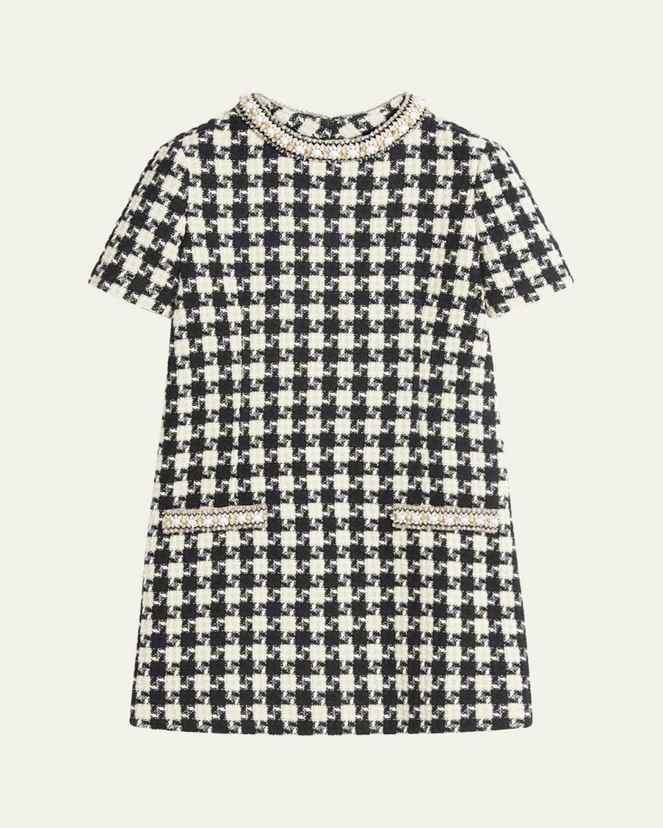 Tweed Houndstooth Crystal Mini Dress